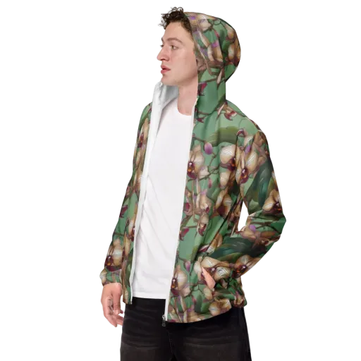 Mosslight Orchids on a Men's Windbreaker