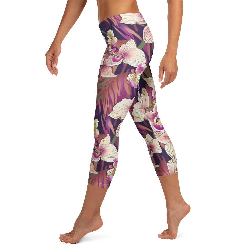 Midnight Orchid on Capri Leggings — Left