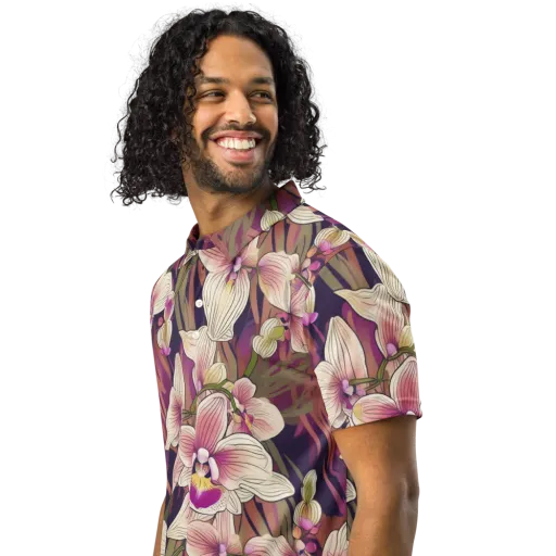 Midnight Orchid on a Men's Slim Fit Polo Shirt