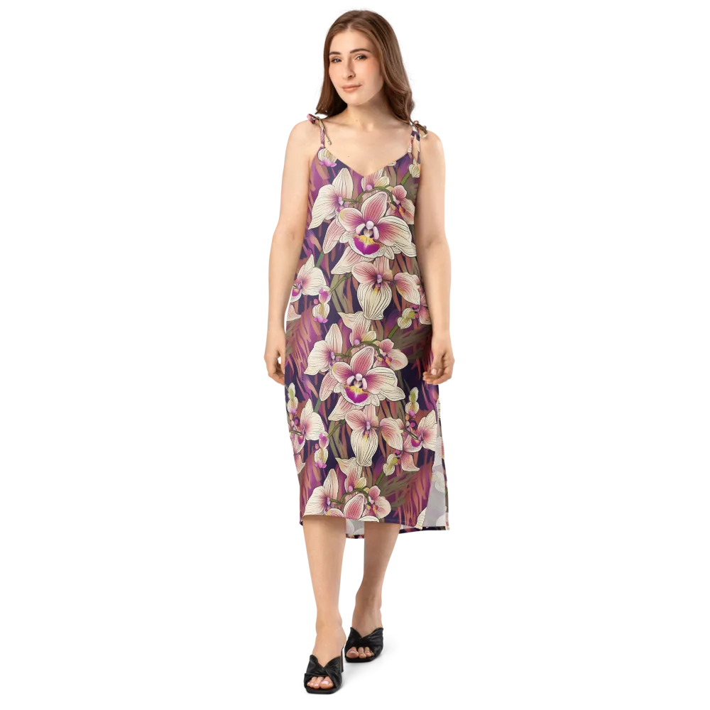Midnight Orchid on Slip Dress — Front