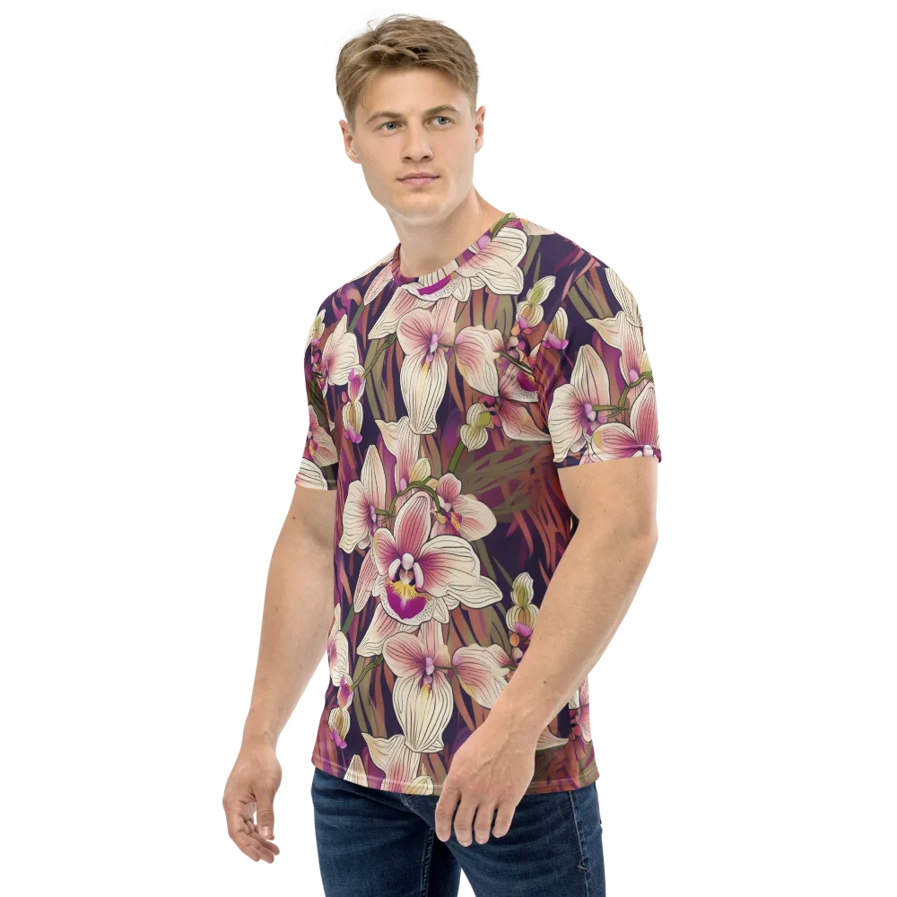 Midnight Orchid on Men's Crew Neck T-Shirt — Left
