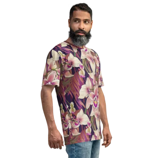 Midnight Orchid on a Men's Crew Neck T-Shirt