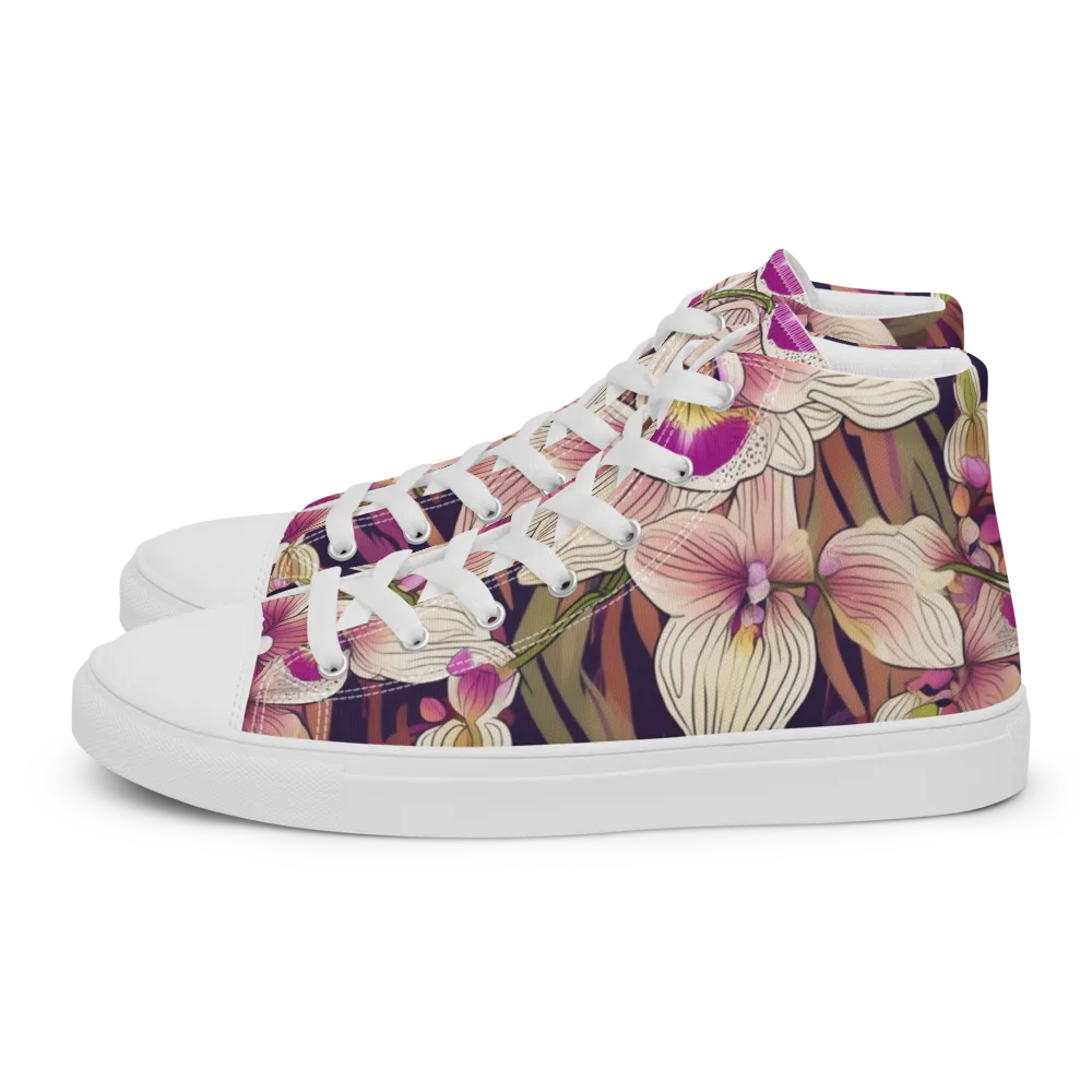 Midnight Orchid on Men's High Top Canvas Shoes — Left