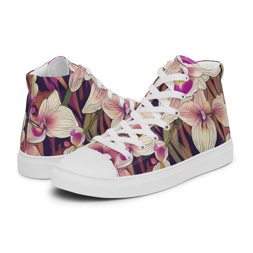 Midnight Orchid on Men's High Top Canvas Shoes — Left