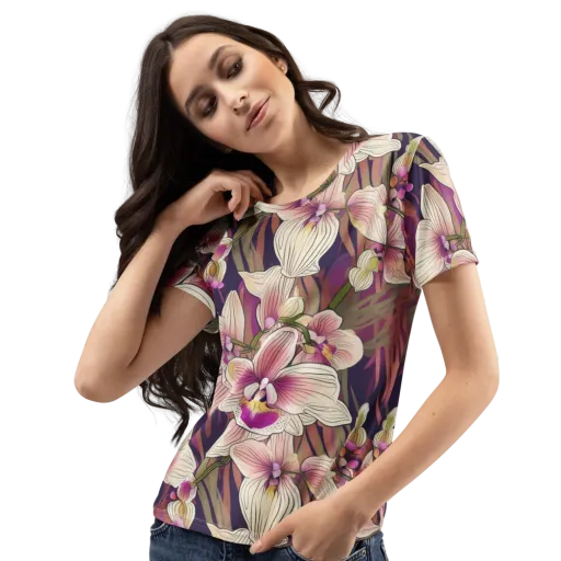Midnight Orchid on a Women's Crew Neck T-Shirt