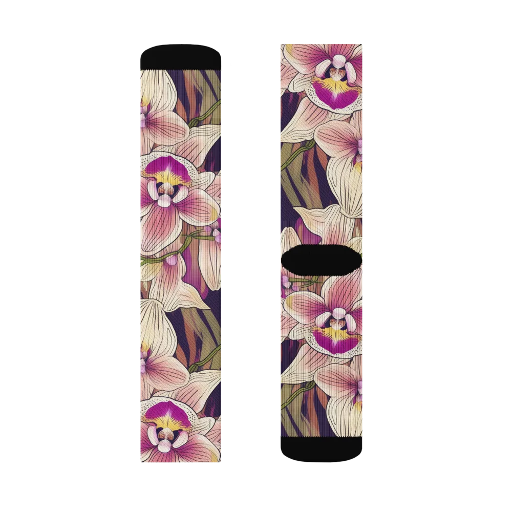 Midnight Orchid on Socks — Left Sock