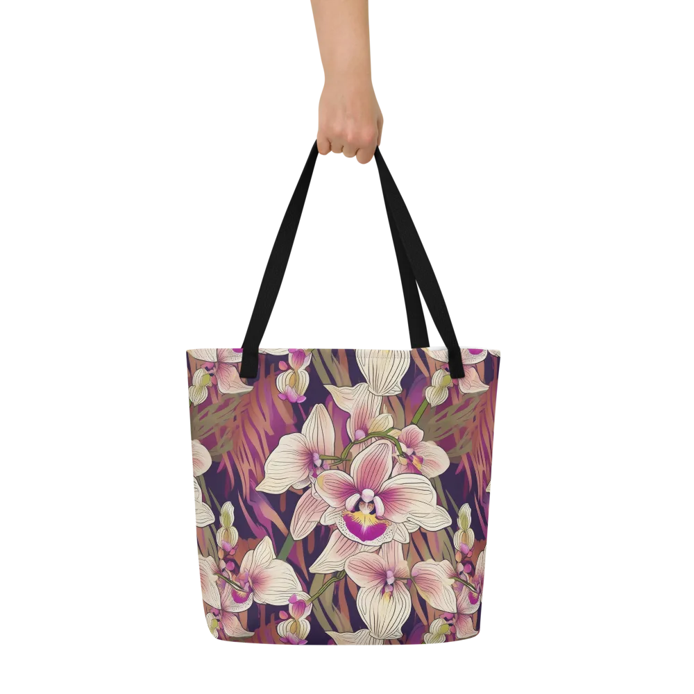 Midnight Orchid on Large Tote Bag W/ Pocket — Front