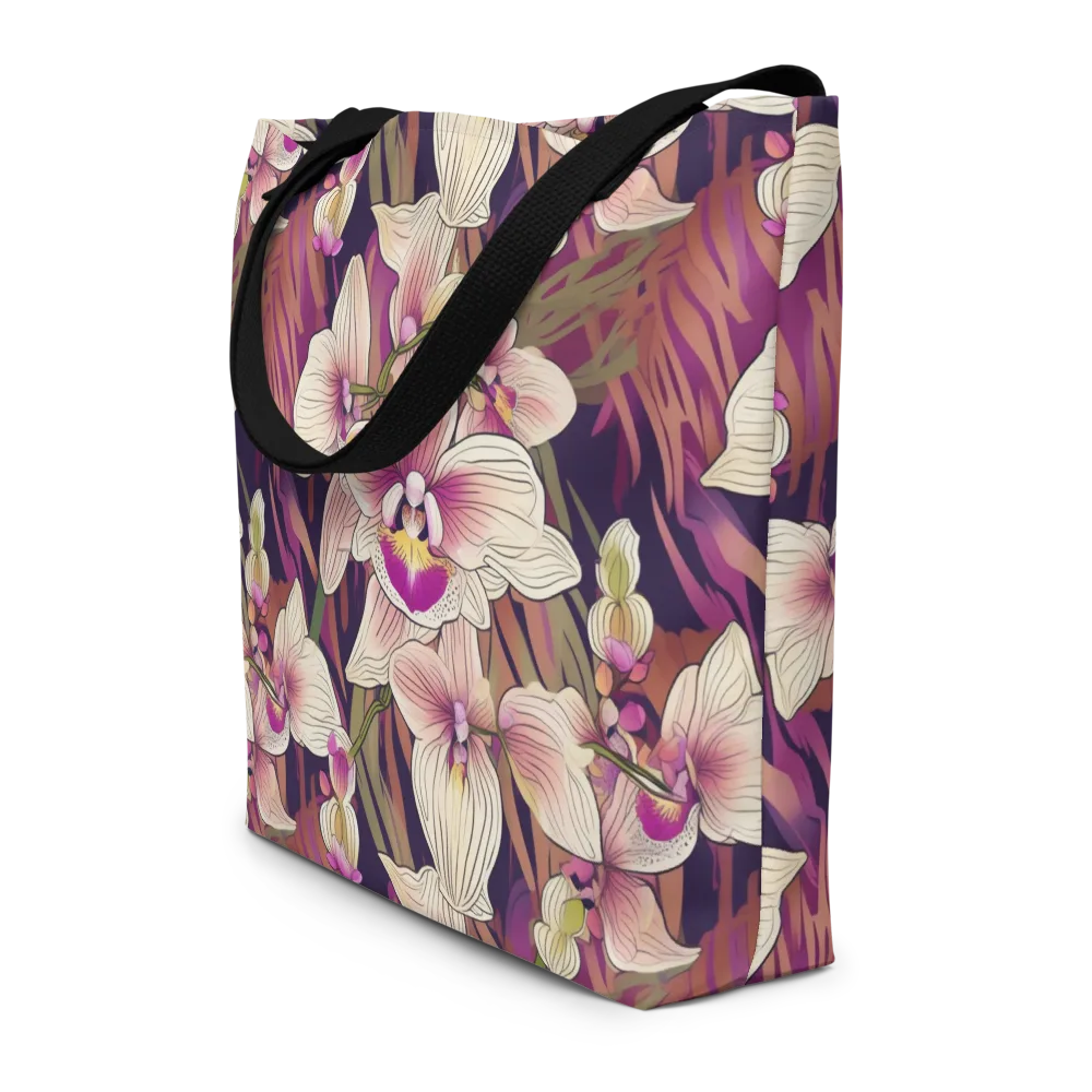 Midnight Orchid on Large Tote Bag W/ Pocket — Front