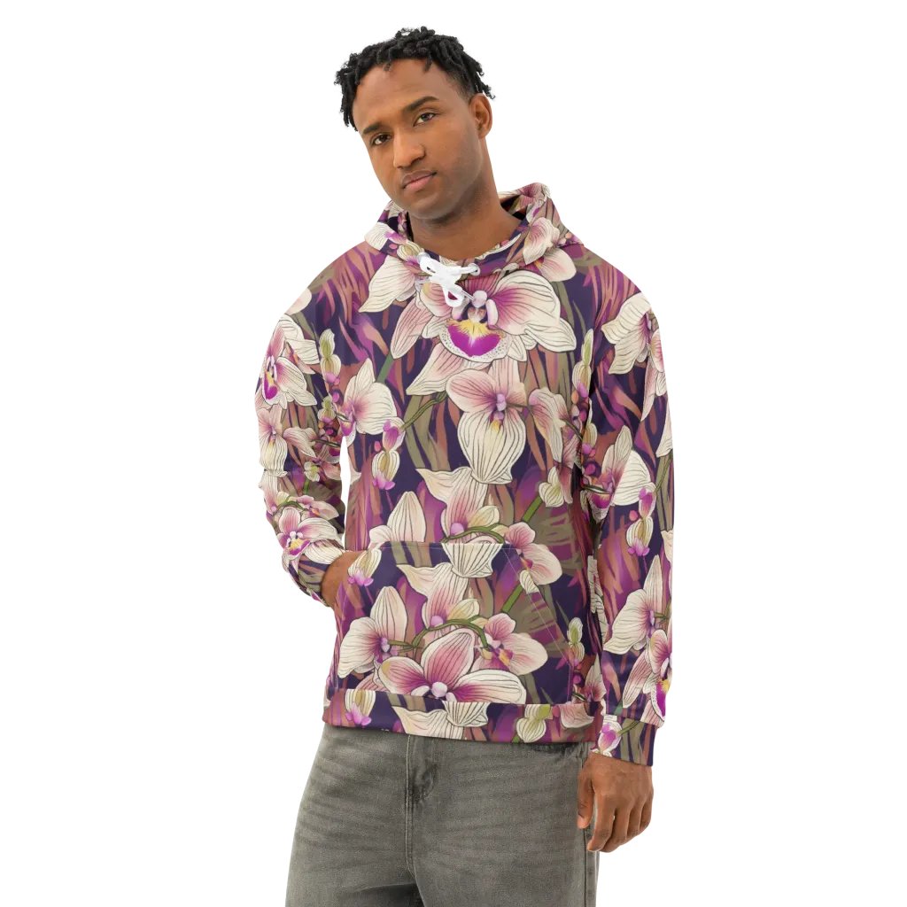 Midnight Orchid on Cotton Hoodie — Left Front