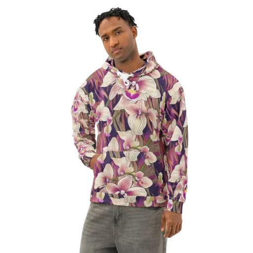 Midnight Orchid on a Cotton Hoodie