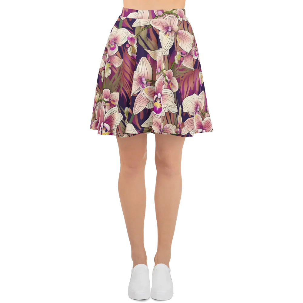 Midnight Orchid on Skater Skirt — Front