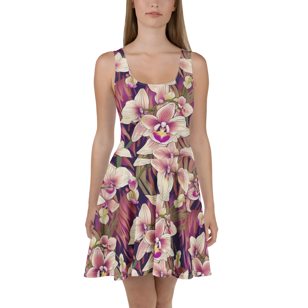 Midnight Orchid on Skater Dress — Front