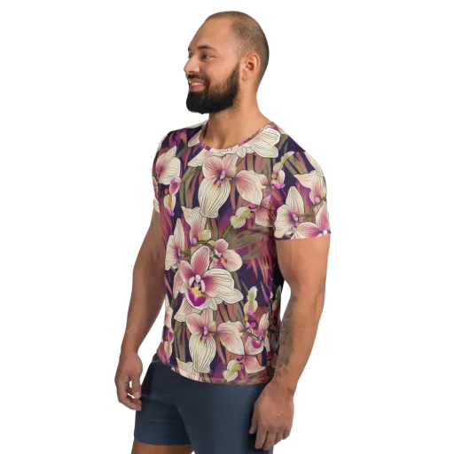 Midnight Orchid on a Men's Athletic T-Shirt
