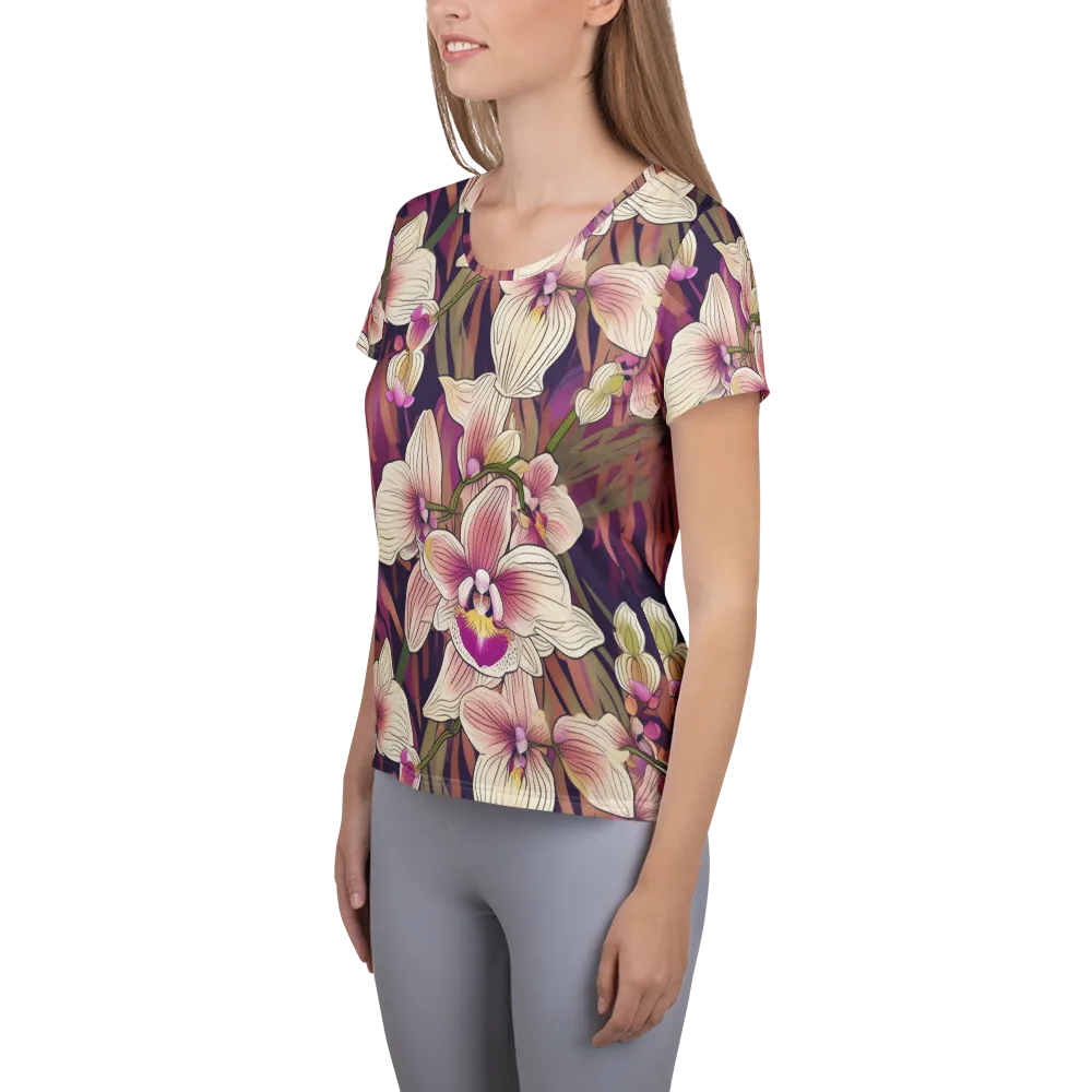 Midnight Orchid on Women's Athletic T-Shirt — Left
