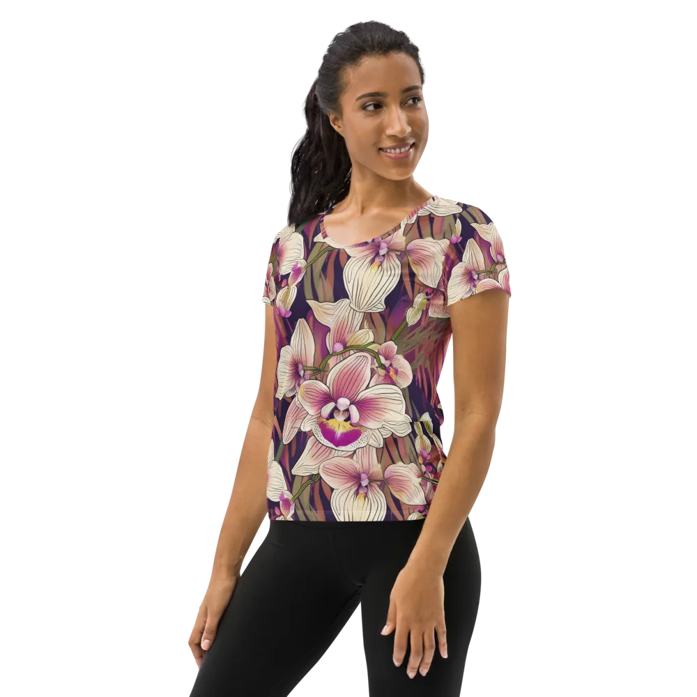 Midnight Orchid on Women's Athletic T-Shirt — Left