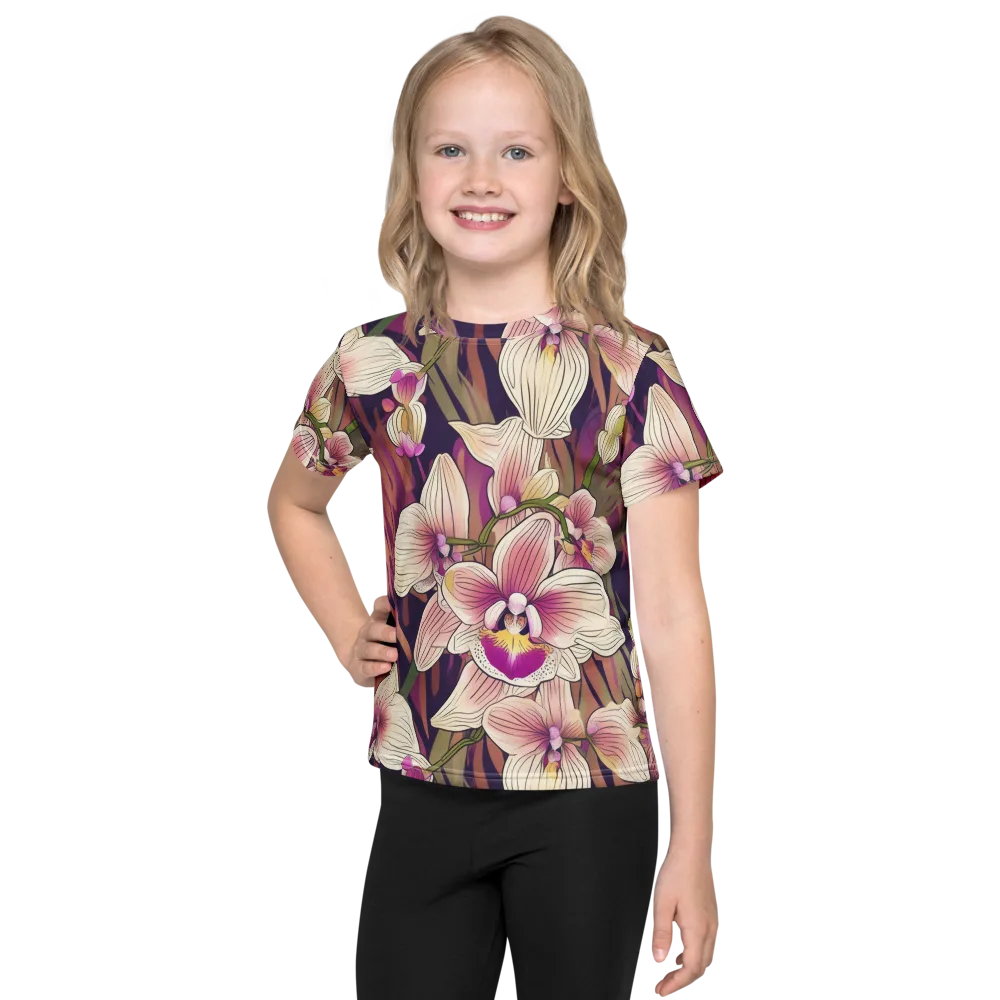 Midnight Orchid on Kids Crew Neck T-Shirt — Front