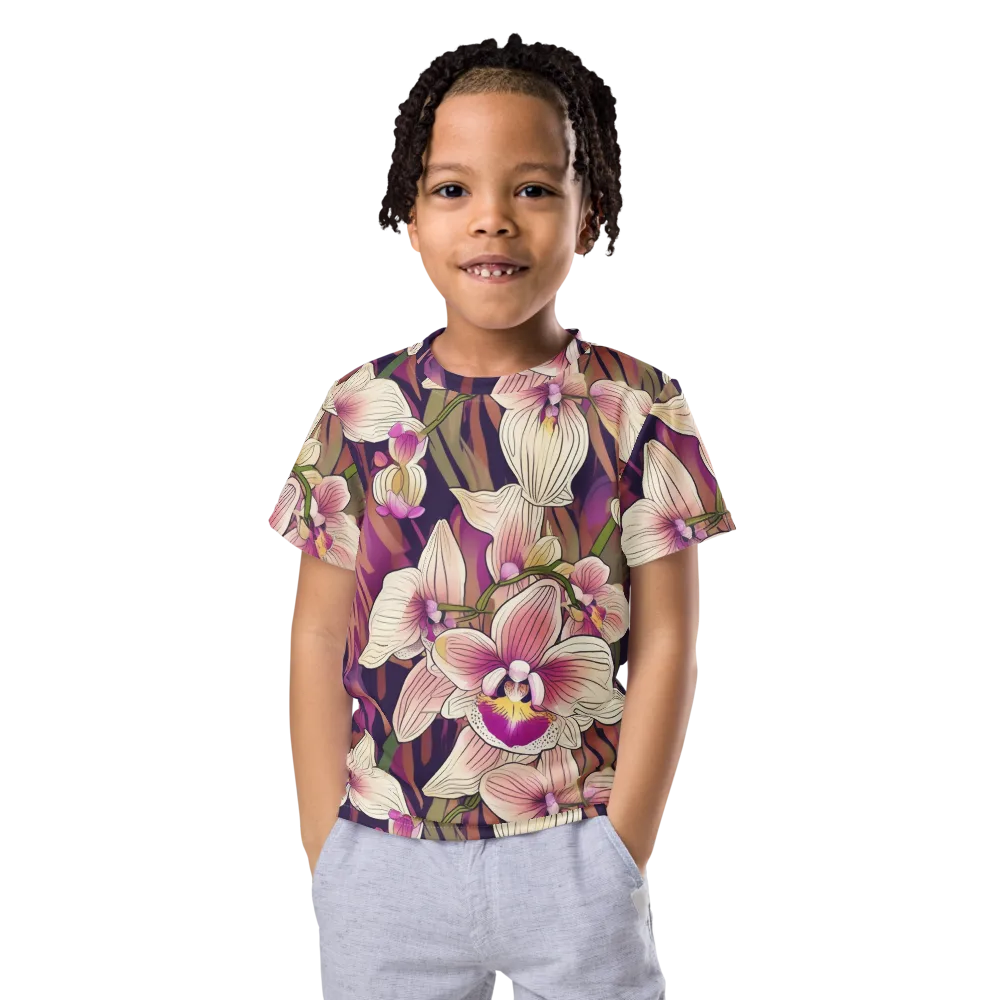 Midnight Orchid on Kids Crew Neck T-Shirt — Front