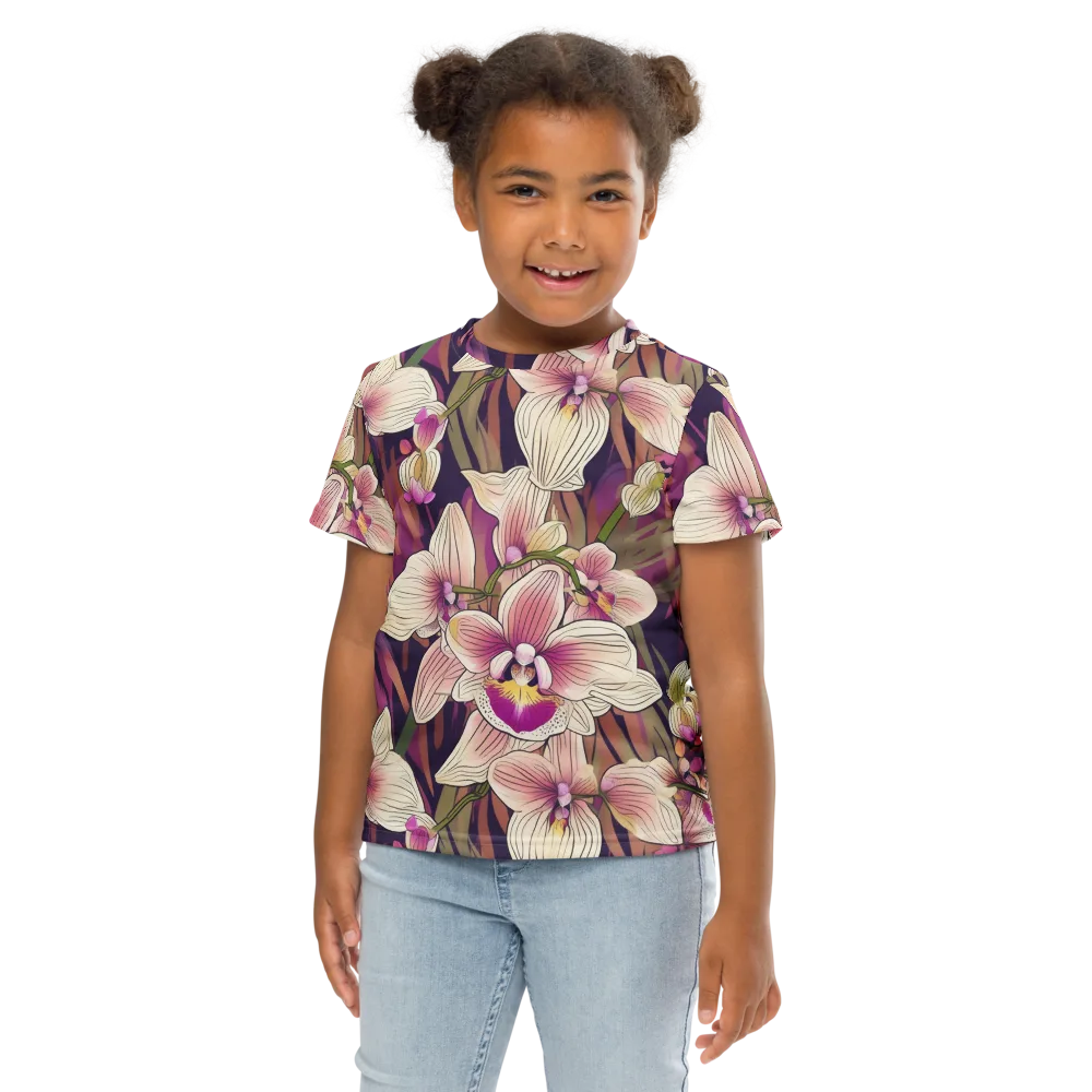 Midnight Orchid on Kids Crew Neck T-Shirt — Front