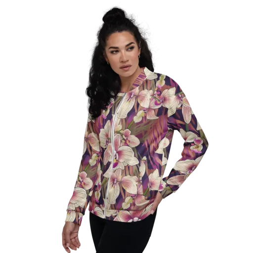 Midnight Orchid on a Bomber Jacket