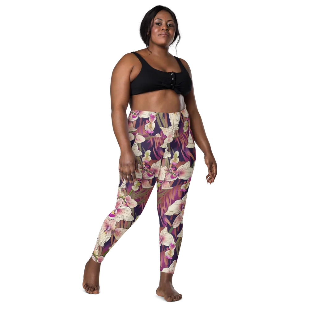 Midnight Orchid on Leggings with Pockets — Front