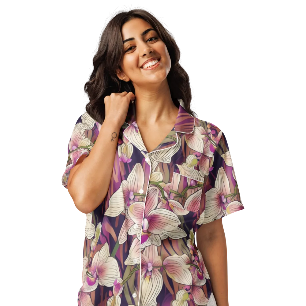Midnight Orchid on Women's Short Sleeve Pajama Top — Front