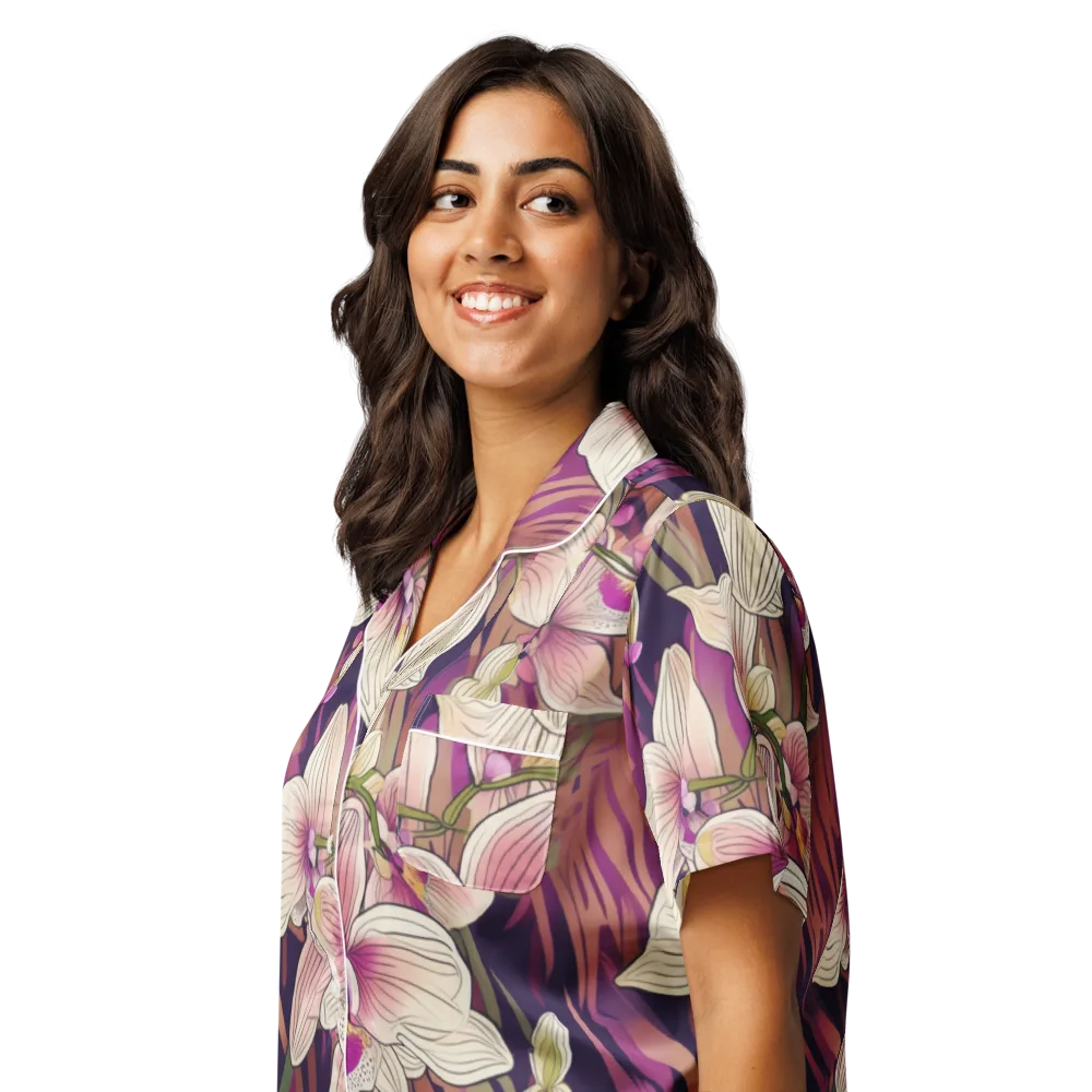 Midnight Orchid on Women's Short Sleeve Pajama Top — Left Front