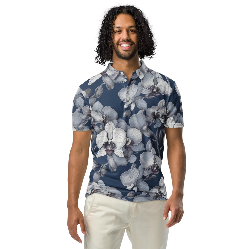 Blue Orchidarium on Men's Slim Fit Polo Shirt — Front