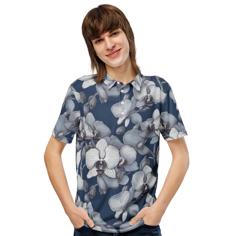 Blue Orchidarium on Men's Slim Fit Polo Shirt — Front