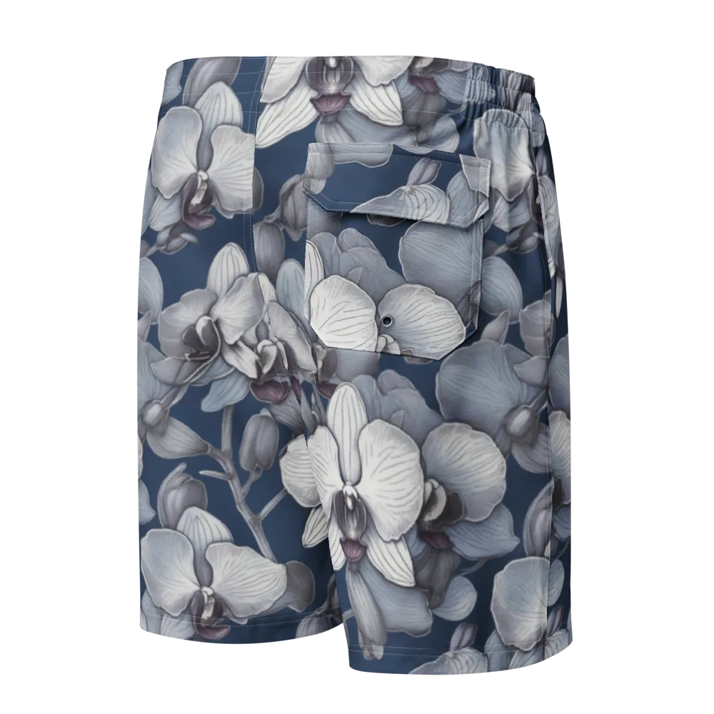 Blue Orchidarium on Men's Board Shorts — Back