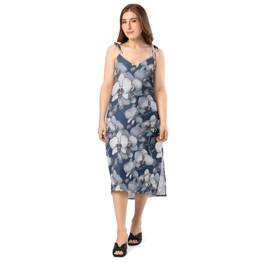 Blue Orchidarium on Slip Dress — Front