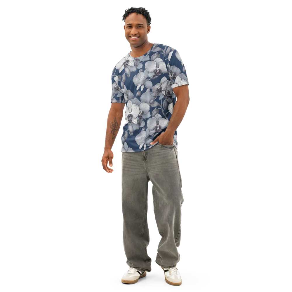 Blue Orchidarium on Men's Cotton Crew Neck T-Shirt — Front