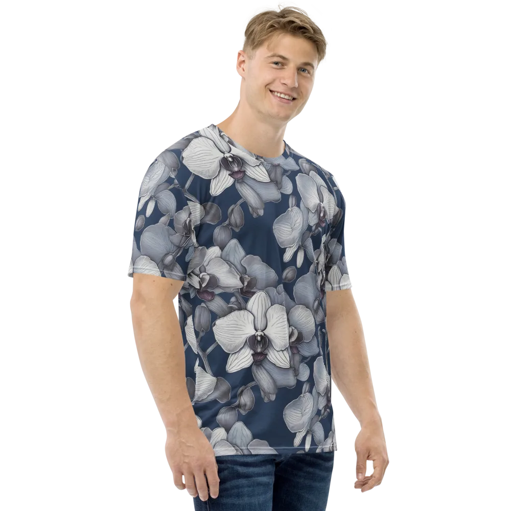Blue Orchidarium on Men's Crew Neck T-Shirt — Right