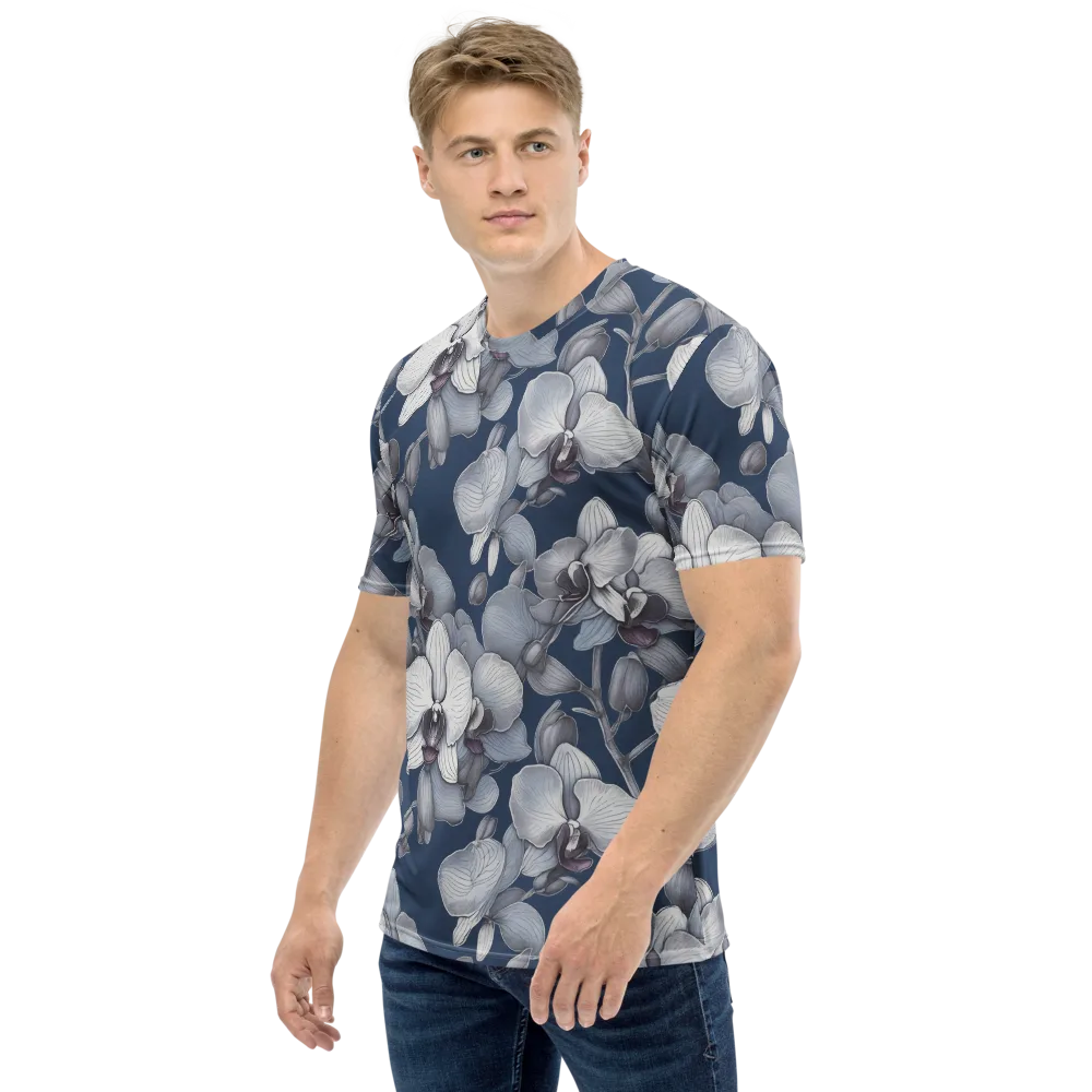 Blue Orchidarium on Men's Crew Neck T-Shirt — Left