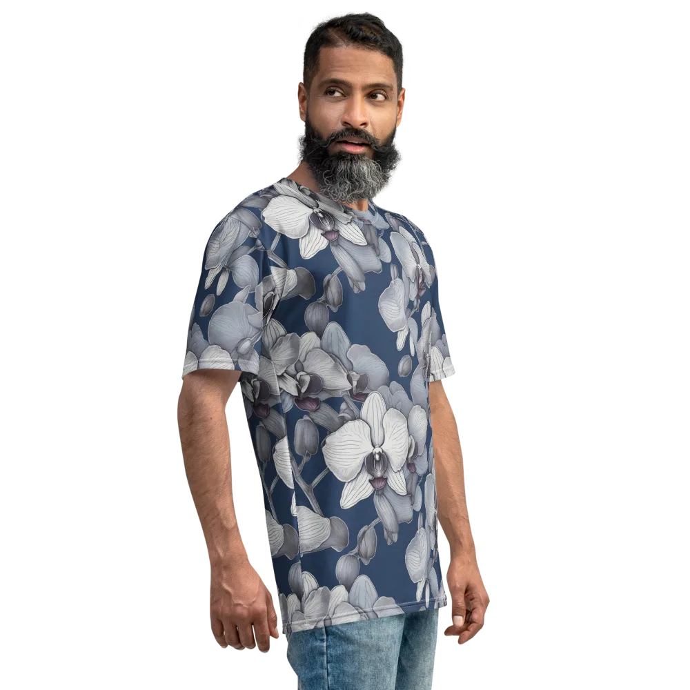 Blue Orchidarium on Men's Crew Neck T-Shirt — Right