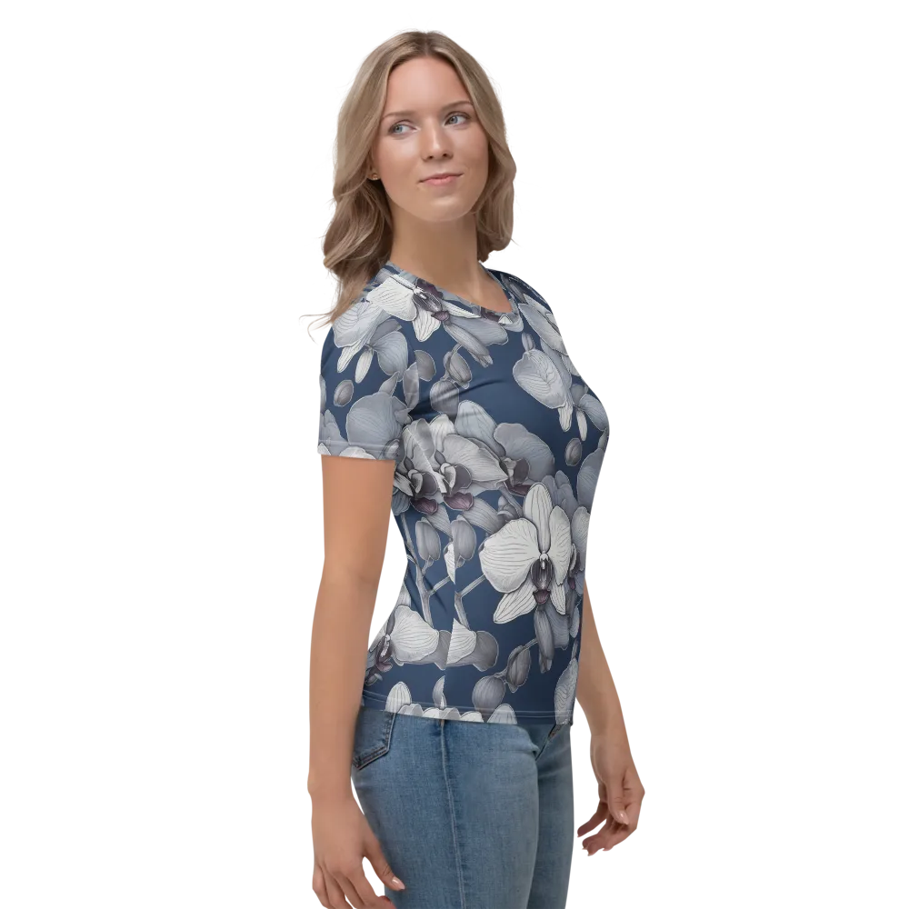 Blue Orchidarium on Women's Crew Neck T-Shirt — Right