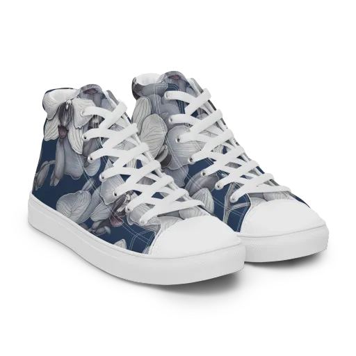 Blue Orchidarium on a Women's High Top Canvas Shoes