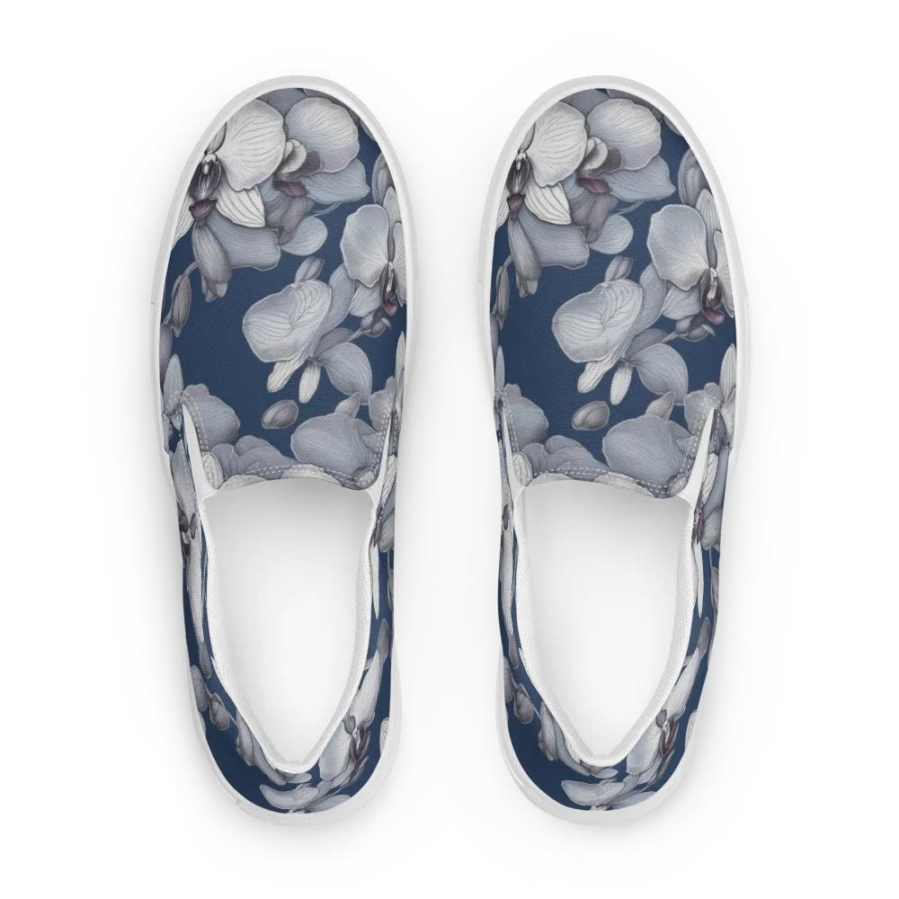 Blue Orchidarium on Men's Slip-On Canvas Shoes — Front