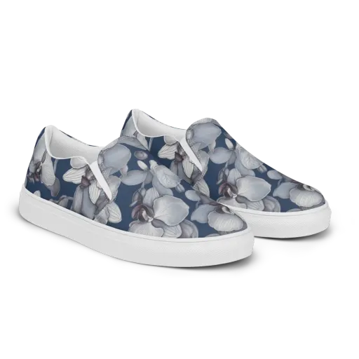 Blue Orchidarium on a Men's Slip-On Canvas Shoes