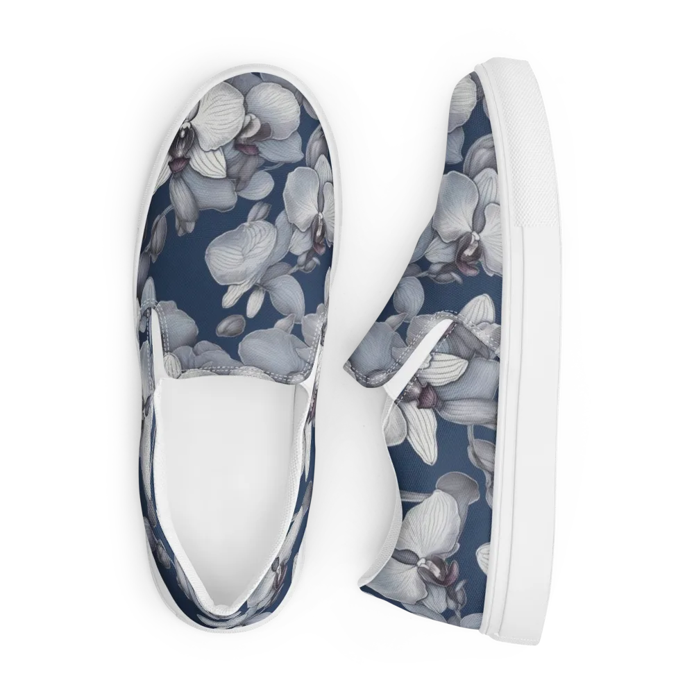 Blue Orchidarium on Men's Slip-On Canvas Shoes — Front