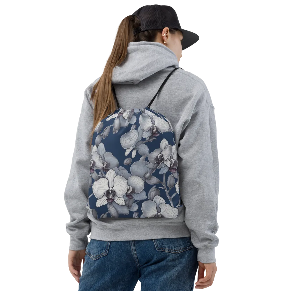Blue Orchidarium on Drawstring Bag — Front