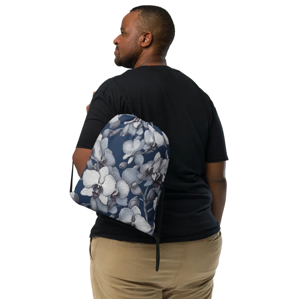 Blue Orchidarium on Drawstring Bag — Front