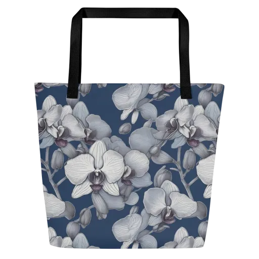 Blue Orchidarium on a Large Tote Bag W/ Pocket