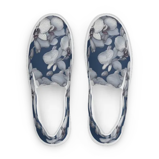 Blue Orchidarium on a Women's Slip-On Canvas Shoes