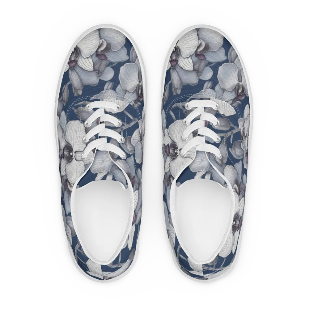 Blue Orchidarium on Men's Lace-Up Canvas Shoes — Front