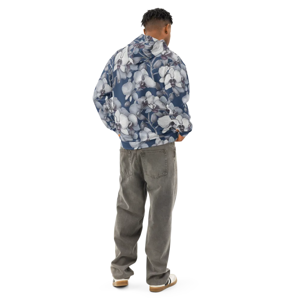 Blue Orchidarium on Cotton Hoodie — Back