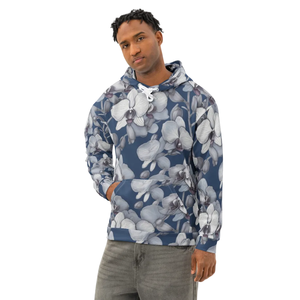 Blue Orchidarium on Cotton Hoodie — Left Front