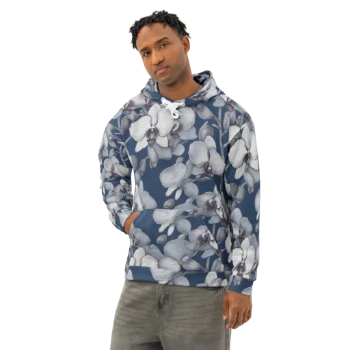 Blue Orchidarium on a Cotton Hoodie