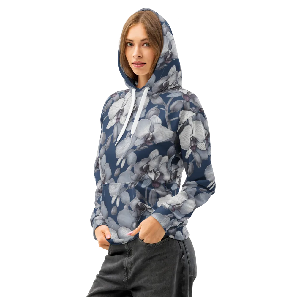 Blue Orchidarium on Cotton Hoodie — Left Front