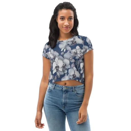 Blue Orchidarium on a Crop Tee
