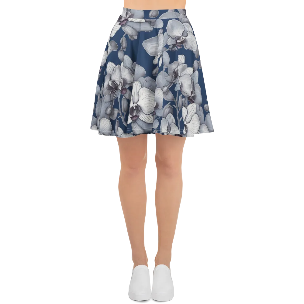 Blue Orchidarium on Skater Skirt — Front